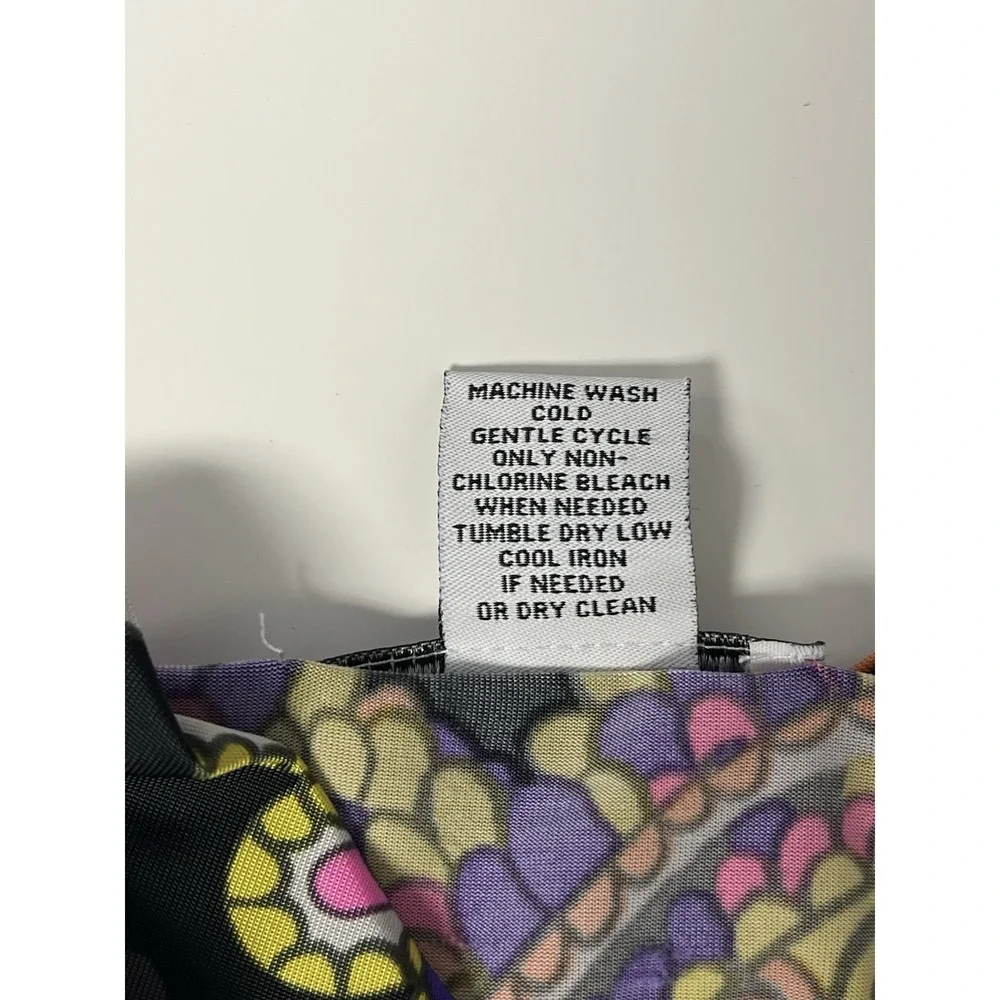 Carmen Marc Valvo Y2K Paisley Retro Wrap Top Large Pink Purple Black Slinky - Picture 9 of 9